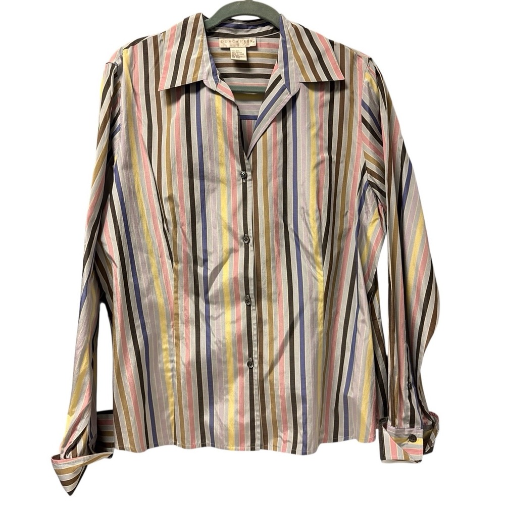Doncaster Collection Women's Blouse Metallic Pastel Striped Size 16 XL